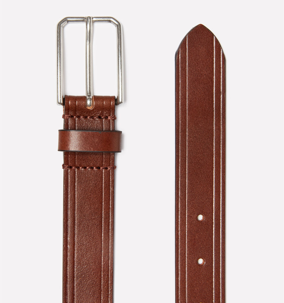 Brown 100% leather belt - men's belts - Brown | Sisley image number 2